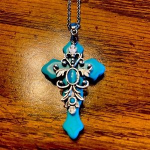 Real turquoise cross necklace